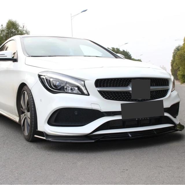 光沢ブラック / カーボン フロントプロテクター バンパーリップ チューニングパーツ メルセデス・ベンツ CLAクラス C117 CLA200 CLA260 CLA45 AMG 2013-2016 輸入品