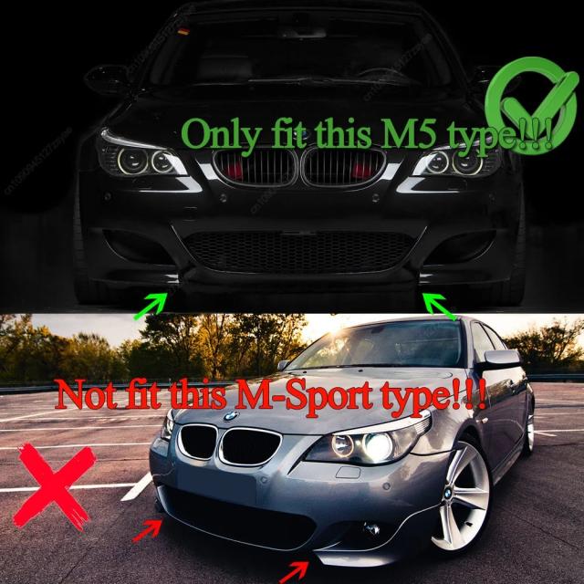 BMW 5シリーズ E60 E61 M5 専用 フロントバンパースプリッター リップ グロスブラック ディフューザー スポイラーガード ボディキット 輸入品