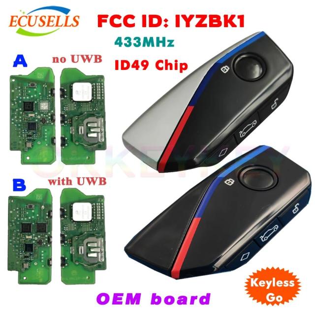 Ecusells 4ボタン スマートキーレスゴー リモートキーフォブ 434MHz ID49チップ BMW 2022-2024 2701A-BK1 純正基板使用 輸入品