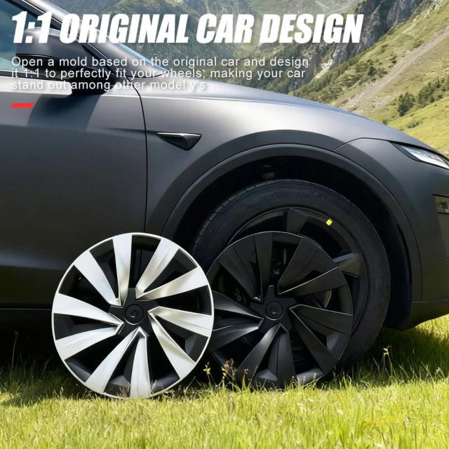 4個セット ハブキャップ 高性能 交換用 ホイールカバー クロスフローキャップ フルリム アクセサリー Tesla Model Y ジュニパー 19インチ 2025 2026 輸入品
