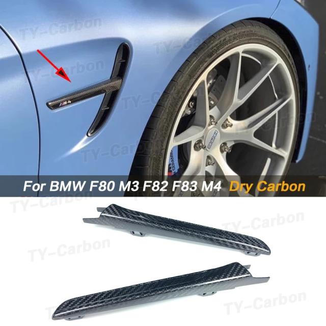 BMW M3 F80・M4 F82/F83（14-20年式）用 リアルドライカーボンファイバー サイドフェンダーエアベントフロートリム 車両カスタムアクセサリー 輸入品