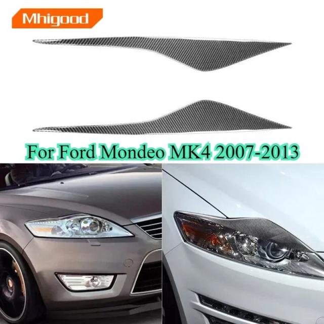 フォード・モンデオ MK4（2007-2013年）用 ヘッドライトアイブロー（アイリッドカバー）トリム ピアノブラックステッカー 車外装チューニングアクセサリー 輸入品
