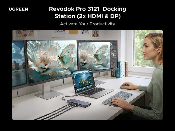 UGREEN 12-in-1 USBハブ Type-C 変換 2HDMI 4K120Hz DP USB3.2 10Gbps SD/TF RJ45 PD100W MacBook Dell HP ノートPC アクセサリー ドッキングステーション 輸入品_7