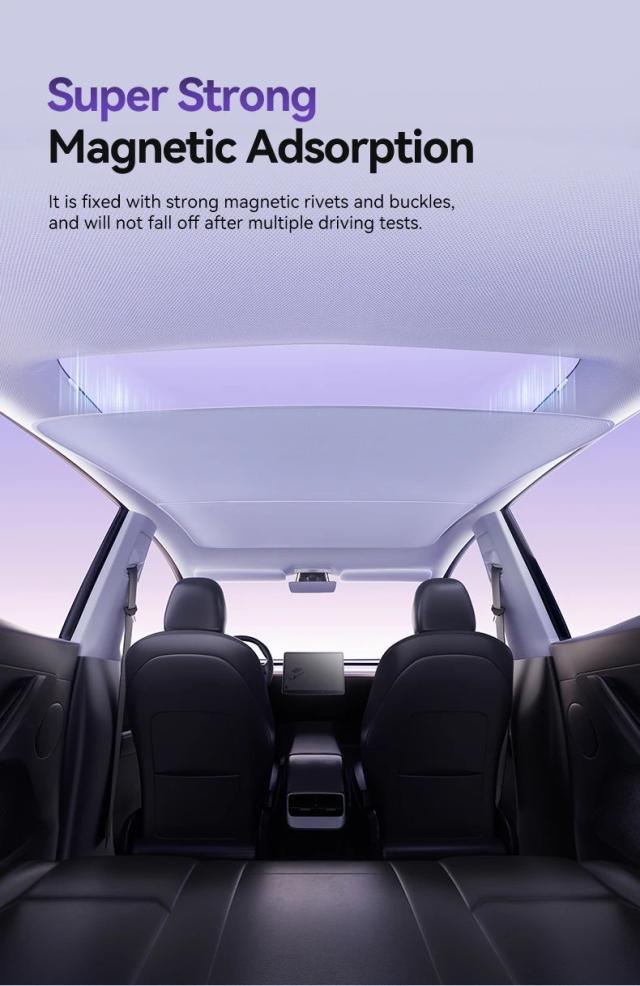 YZ マグネット式サンシェード クリップ - Tesla Model 3 / Y ハイランド ジュニパー 2021-25年 グラスルーフ用 フロント＆リア サンルーフ スカイライト サンシェード 輸入品_15