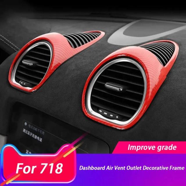 ポルシェ718 カイマン ボクスター 2017- 専用 エアコン ダクト アウトレット カバー トリム 内装アクセサリー 輸入品