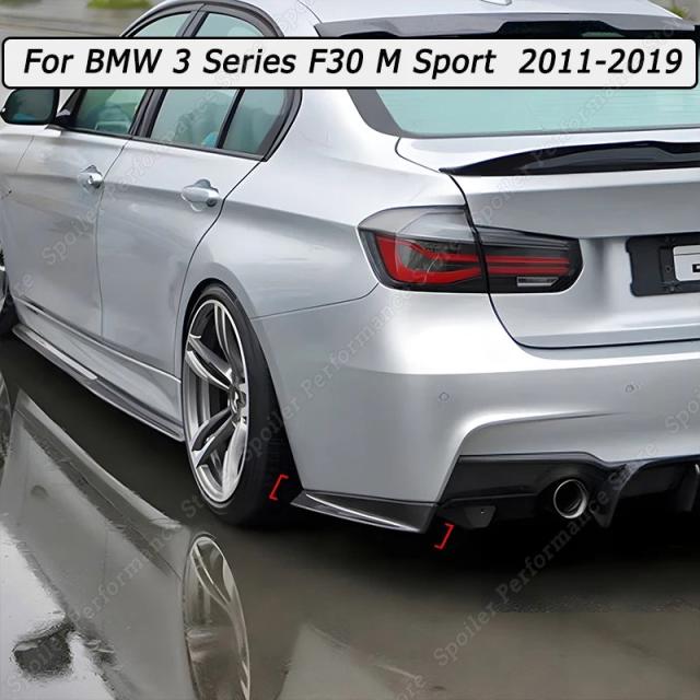 BMW 3シリーズ F30 Mスポーツ用 リアバンパーディフューザー サイドスプリッター ボディキット ABS グロスブラック 2011-モデル対応 輸入品
