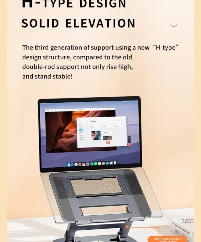 ノートパソコンスタンド 360°回転 アルミ合金製 昇降デスクスタンド 9.7〜17.3インチ対応 輸入品_10
