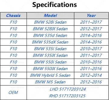 2010-式 F10 BMW 528i 528iX 535d 535dX 535i 535iX 550i 550iX 用 フロントウィンドシールド カウルパネルカバー LHD 51717203124 / RHD 51717203125 輸入品_7