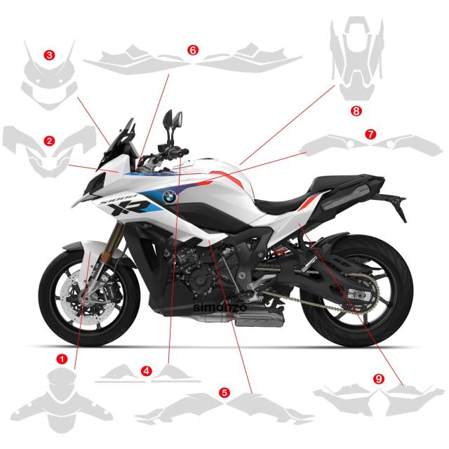2025 BMW S1000XR用 PPF プロテクションフィルム 防スクラッチ 透明カバー TPU インビジブルフィルム 輸入品