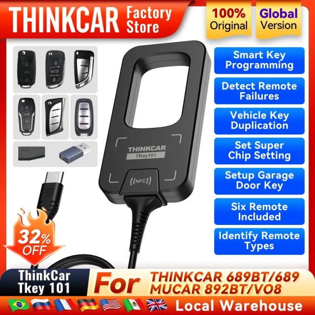 THINKCAR TKEY 101 ユニバーサル カーキー プログラマー 6ユニット リモートキー対応 盗難防止システム MUCAR 892BT 689BT 互換 輸入品