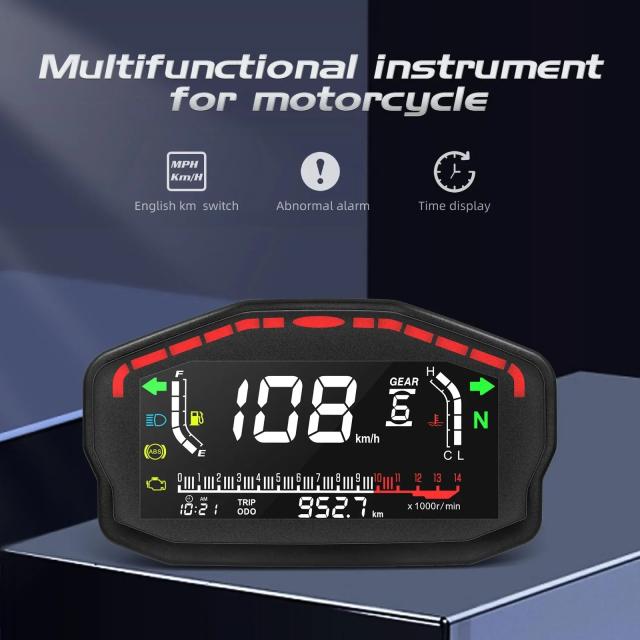 ユニバーサル バイク用 デジタル速度計 走行距離計 バックライト付 メーター ダッシュボード BMW ホンダ ドゥカティ カワサキ ヤマハ 2気筒 4気筒対応 輸入品