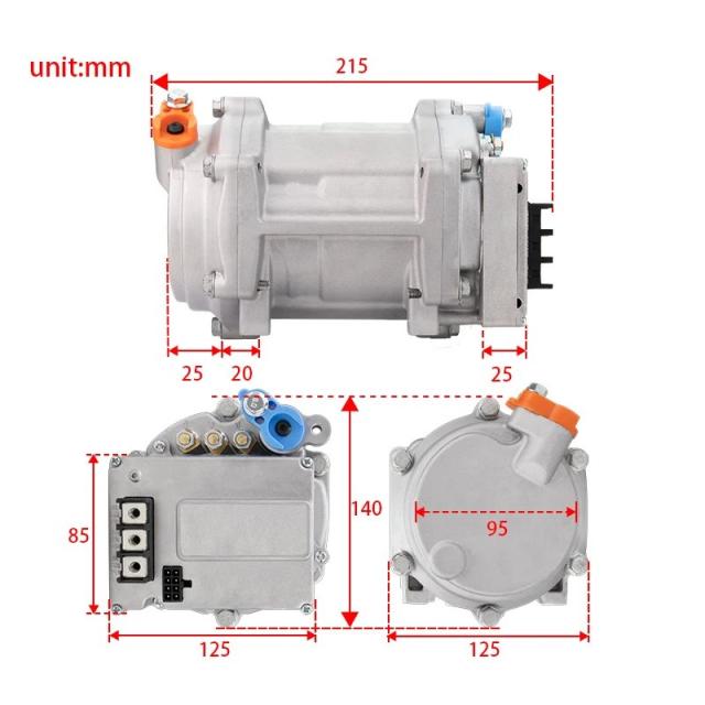 A/C 12V 24V 48V 電動コンプレッサーセット 自動車 トラック バス ボート トラクター 整備工場 エアコン用 輸入品_12