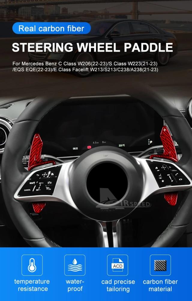 カーボンファイバー製 ステアリングホイール パドルシフト メルセデス・？ンツ C/E/Sクラス W206 フェイスリフト W213/S213/C238/A238 W223 EQS EQE 対応 輸入品_7