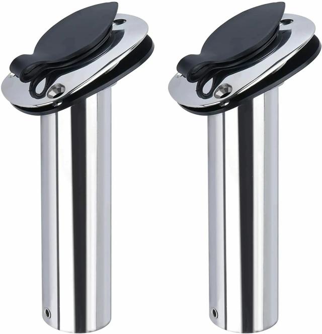2X ステンレス製フラッシュマウント ボートフィッシングロッドホルダー 30度ロッドポッド マリンボート用 輸入品