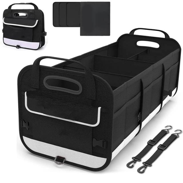 カー トランク オーガナイザー 95L 大容量 滑り止めボトムストリップ＆2本伸縮ストラップ付き 輸入品