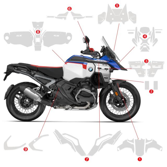 新型 R1300GSアドベンチャー用 PPF ボディプロテクションフィルム BMW R1300GS ADV専用 本物TPU素材 傷防止 全面保護フィルム 輸入品