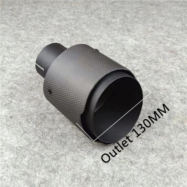 アウトレット 130mm 大口径エキゾーストパイプ カーボンファイバー 304ステンレス製マフラーチップ フルマットブラック リアノズル 輸入品