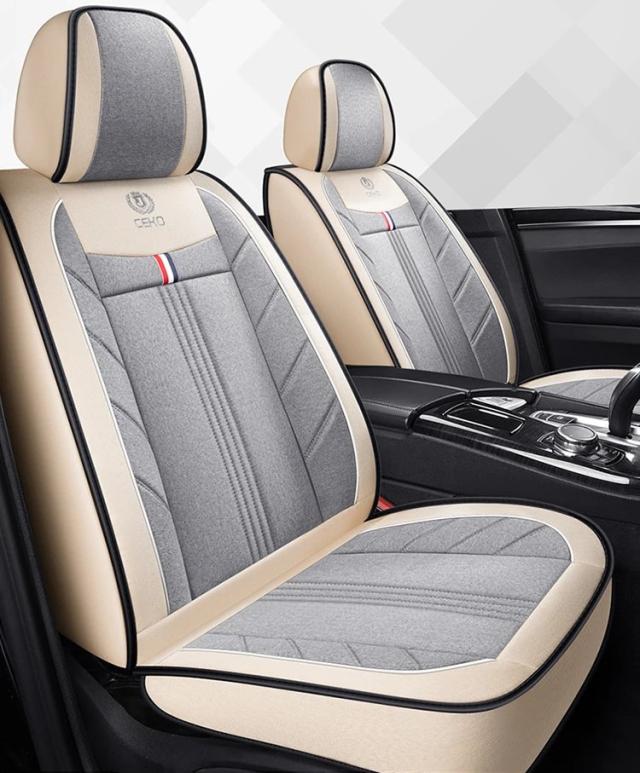 5個セット ユニバーサルカーシートカバー 麻 オールシーズン 自動車内装アクセサリー ほとんどのセダン・SUV・ピックアップトラック対応 輸入品