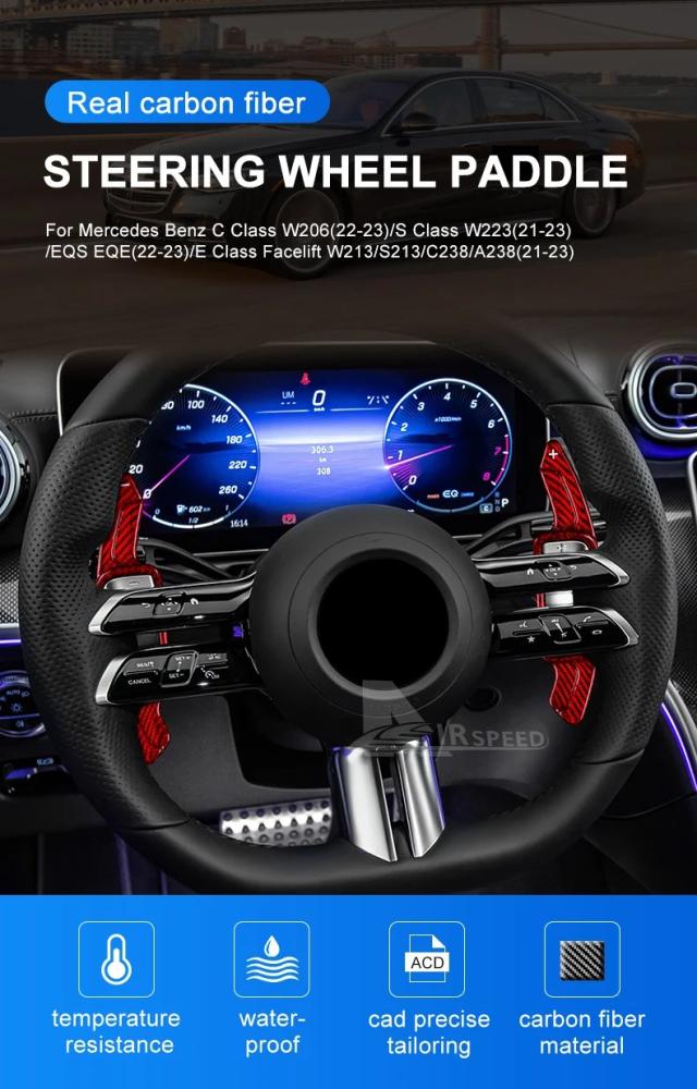 カーボンファイバー製 ステアリングホイール パドルシフト メルセデス・？ンツ C/E/Sクラス W206 フェイスリフト W213/S213/C238/A238 W223 EQS EQE 対応 輸入品_8