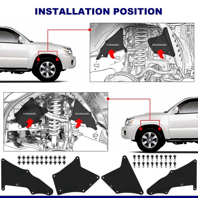 トヨタ 4Runner 2003-2020 FJクルーザー 2007-2014 用 スプラッシュガード フェンダーライナーシールド 内側マッドフラップ 53735-35150, 53886-35020 輸入品_5