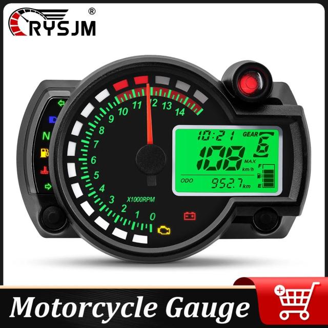 12V ユニバーサル 7色バックライト バイク用スピードメーター タコメーター RPM オドメーター パネル ダッシュボード ホンダ スズキ ヤマハ カワサキ対応 輸入品