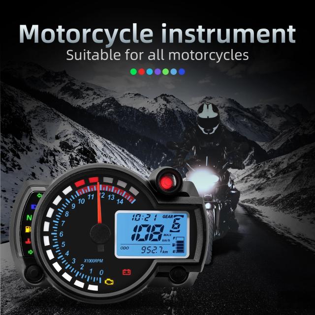 12V ユニバーサル 7色バックライト バイク用スピードメーター タコメーター RPM オドメーター パネル ダッシュボード ホンダ スズキ ヤマハ カワサキ対応 輸入品_18
