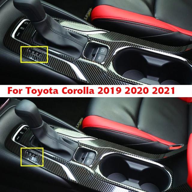 5点セット ステンレス鋼 カーボン調 ギアシフトパネル ドホルダーカバー トリム トヨタ カローラ 2019-2022 内装アクセサリー 輸入品