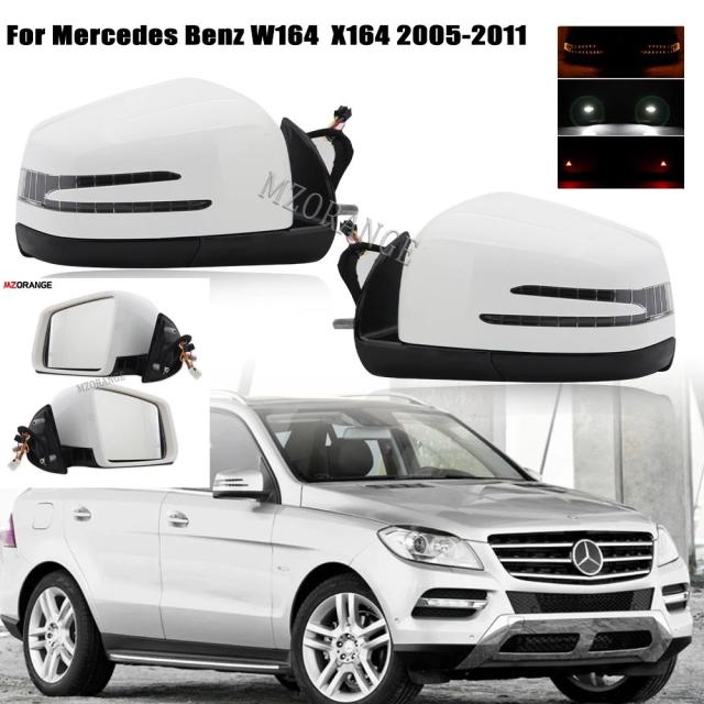 メルセデス・ベンツ W164 ML350 GL350 2005-2011 年式 電動式 白 ドアミラー アセンブリー 外側 輸入品