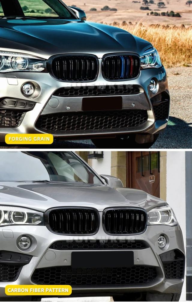 フロントボンネットキドニーグリル バンパー ブラックデュアルグリル 交換パーツ カーパーツ BMW F15 X5 F16 X6 2014-2017 適合 輸入品_8