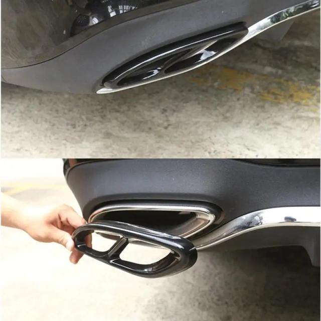 2個セット メルセデス・？ンツ GLC C Eクラス C207 クーペ 2014-2017 W212 W213 W205 X253 C180 C200 用 光沢黒 スチール エキゾーストトリム 輸入品
