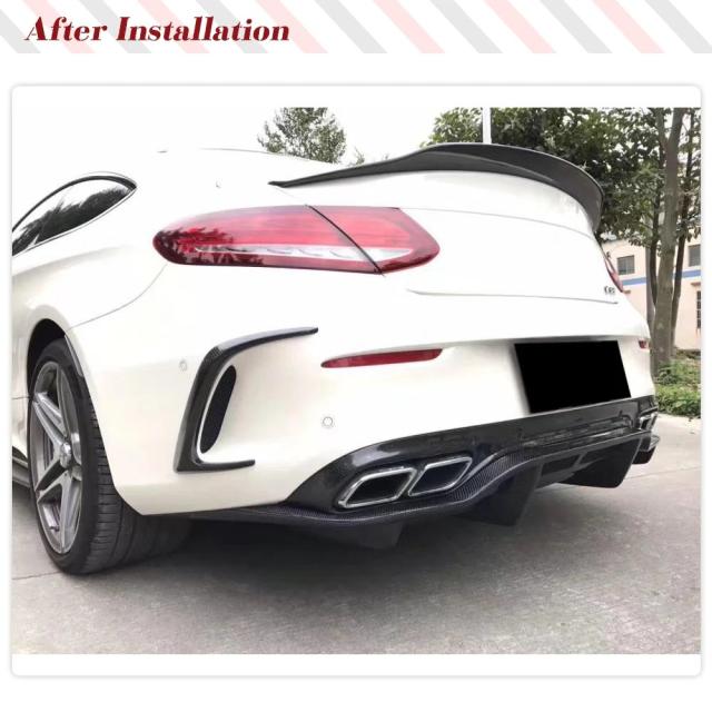 メルセデス・ベンツ Cクラス C205 A205 C63 AMG クーペ 2ドア 2015-用 カーボンファイバー/FRP ブラック リアバンパー カナード スプリッター ベント 輸入品