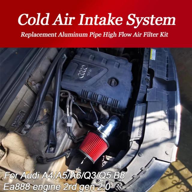 高性能コールドエアインテークシステム アウディ A4 B8 A6 Q3 Q5 EA888 gen2 2.0L用 交換用アルミパイプキット エアフィルター付き 輸入品