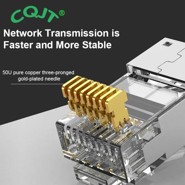 CAT6 CAT7 CAT5E対応 RJ45 パススルー モジュラープラグ ネットワーク UTP 3/50μ 金メッキ 8P8C 圧着端子 イーサネットケーブル用 輸入品