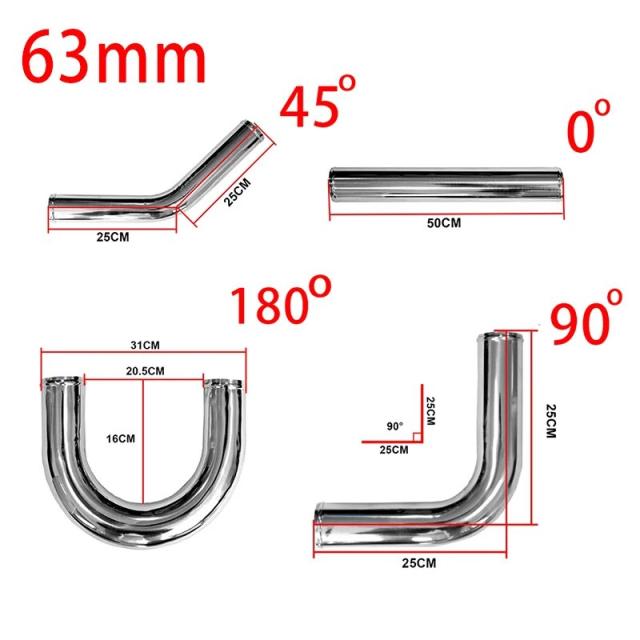 2.5インチ 63mm ユニバーサル 2mm厚 アルミインタークーラー ターボパイプ キット 輸入品_6