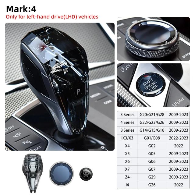 BMW G20 G22 G26 G14 Z4 G29 X3 G01 X4 G02 X5 G05 X6 G06 X7 G07 用 クリスタル 3ピース シフトノブ ハンドル ショートロッド レバー セット LHD車対応 輸入品_10