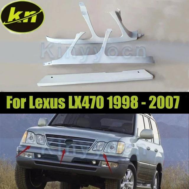レクサスLX470 1998-2007年用 フロントバンパーヘッドライトトリム アンダーネット アンペイント仕上げ 3点セット 輸入品