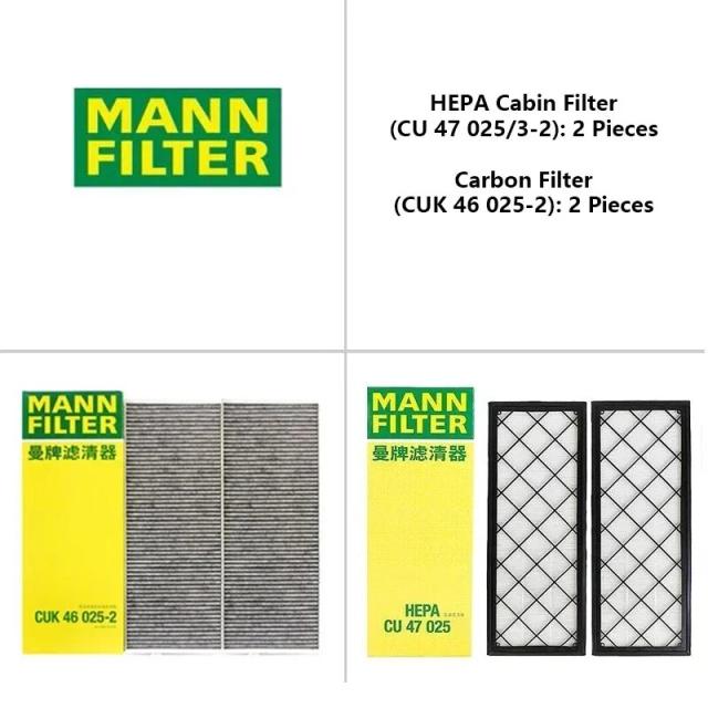 テスラ モデルY モデル3 専用 HEPA カーボン キャビンフィルター キット MANNFILTER CUK25015/21-2 CUK46025/1-2 CU47025/3-2 ビルトイン エアフィルター 輸入品_3