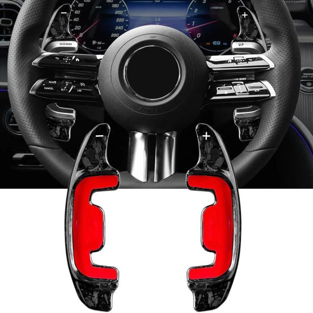 ベンツ AMG E53 SL43 55 ロードスター GT43 EQE EQS GLS63 GLE53 用 カーボンファイバー ステアリングホイール シフトパドル シフターアクセサリー 2024 輸入品