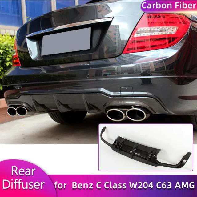 メルセデス・ベンツ Cクラス W204 C300スポーツ C63 AMG 用 カーボンファイバー リアバンパーディフューザーリップスポイラー (2012-2014年モデル) 輸入品