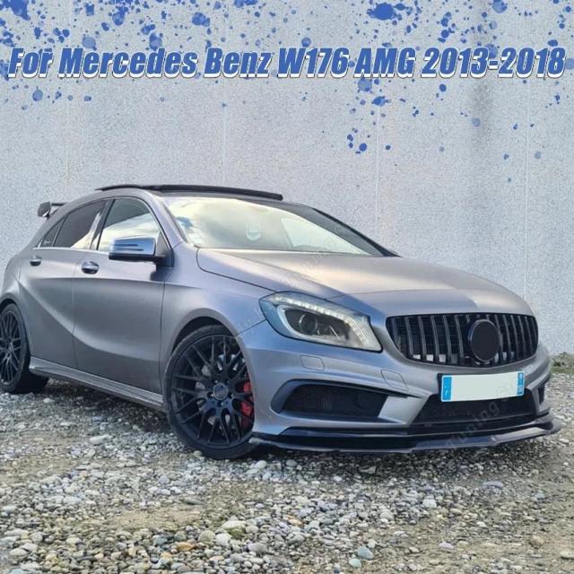 メルセデス・ベンツ Aクラス W176 A200 A260 A45 AMG 2013- グロスブラック フロントバンパー スプリッター リップ ディフューザー スポイラー ガード 輸入品