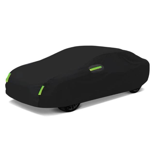カーカバー フルエクステリア ブラック 車用カバー サンシェード 防塵 反射ストライプ付 ユニバーサル ハッチバック セダン SUV対応 輸入品