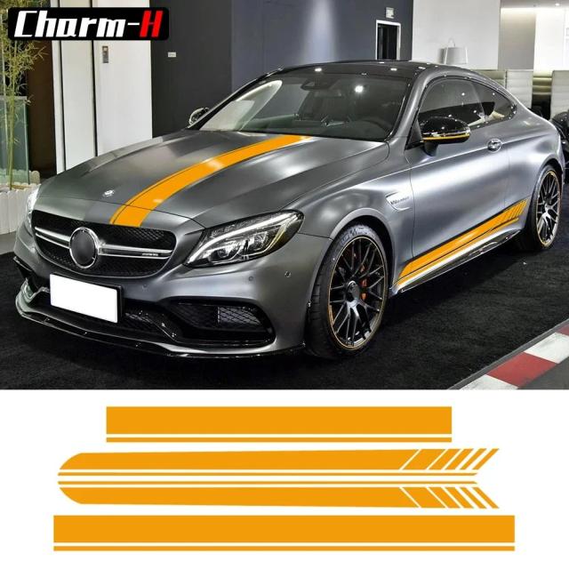 エディション1 サイドストライプ トップフード ルーフボンネット デカールステッカー メルセデス・ベンツ C63 AMG クーペ C200 C250 C300 用 スタイリングアクセサリー 輸入品