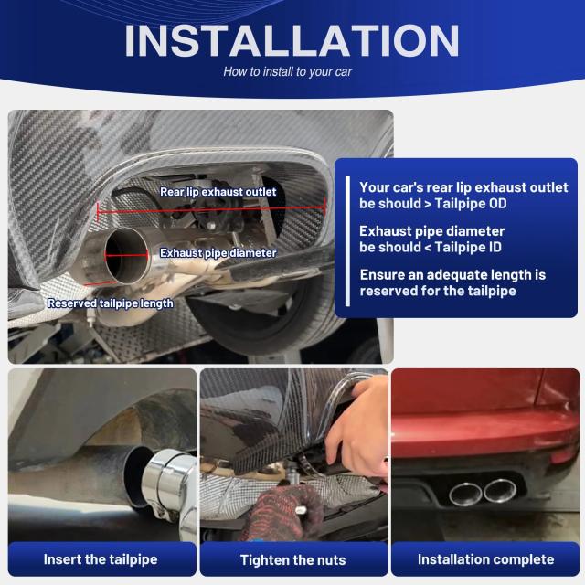 ERユニバーサル デュアルエキゾーストチップ ステンレス製 エキゾーストシステム アップグレード 人気車用 マフラー テールパイプ ダブルノズル 輸入品_5