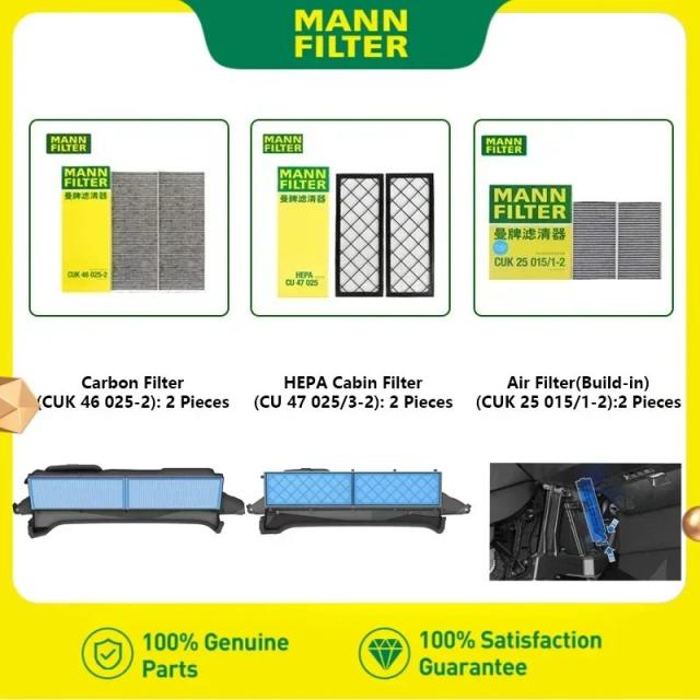テスラ モデルY モデル3 専用 HEPA カーボン キャビンフィルター キット MANNFILTER CUK25015/21-2 CUK46025/1-2 CU47025/3-2 ビルトイン エアフィルター 輸入品_2