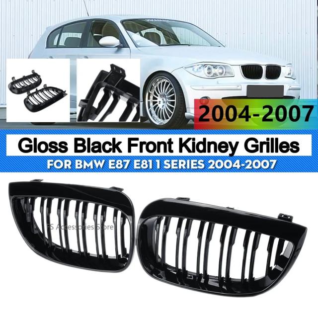 高性質グロス黒いこと 向こう正面バンパー キドニーグリル ボンネットメッシュ BMW 1続きもの E81 E87 プリフェイスリフト 2004-2007 インポート品