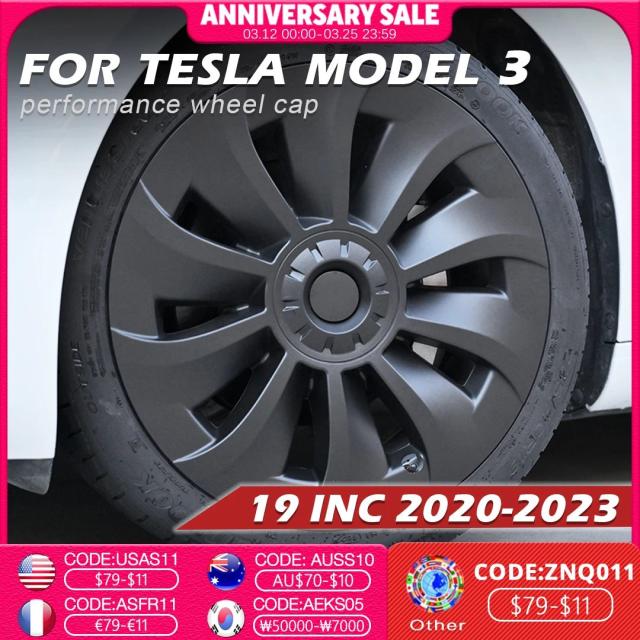 4個セット 車用 パフォーマンス 交換用 ホイールキャップ リムカバー ハブキャップ フルカバー アクセサリー Tesla Model 3 19インチ ハブキャップ 2020-2023 専用 輸入品