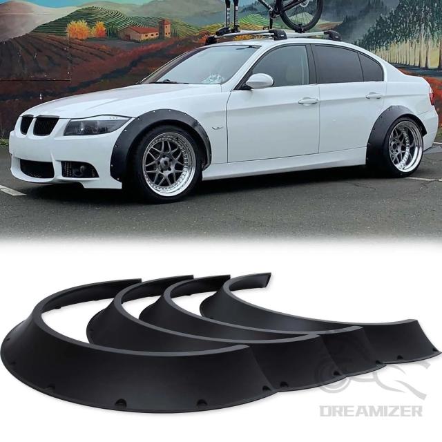 4個セット 4.5インチ ユニバーサル フレキシブル 車・SUV・オフロード用 フェンダーフレア ホイールアーチプロテクター ワイドデコレーション フェンダーアイブロー 輸入品