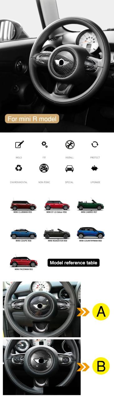 BMW MINI Cooper JCW用 ステアリングホイールマルチメディアボタン装飾カバー 純正風カスタムパーツ 輸入品_7
