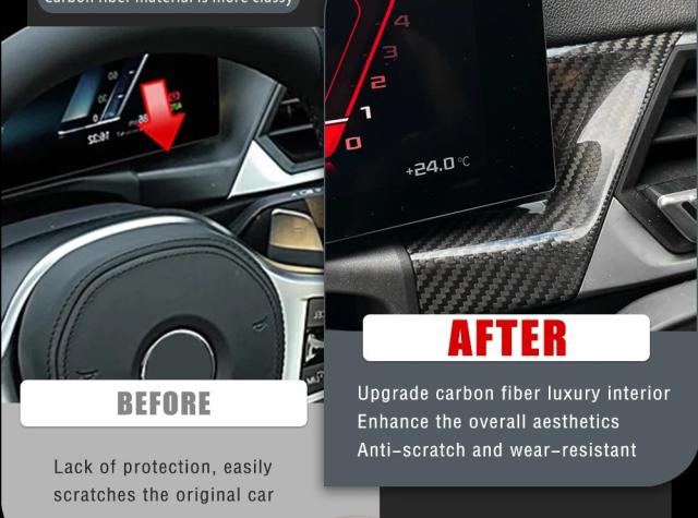 BMW 3シリーズ G20 M3 M4 G80 G82 M2 G87 フェイスリフト 2022-2025 車内用 カーボンファイバー センター ディスプレイ サイドパネル カバー 輸入品