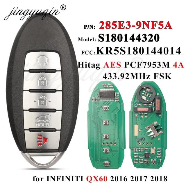 インフィニティ QX60 2016-用 285E3-9NF5A 遠隔操作足がかり プロキシミティキーレスカード KR5S180144014 S180144320 433MHz インポート品
